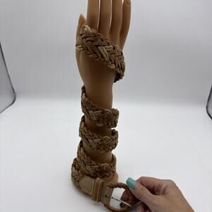 Leather & Twine Woven Brown Belt Made in India Sz Medium